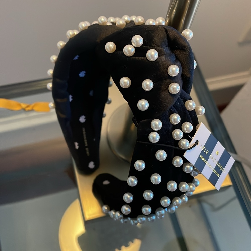 New-LELE SADOUGHI VELVET PEARL KNOTTED HEADBAND ($150 value) - Picture 8 of 16